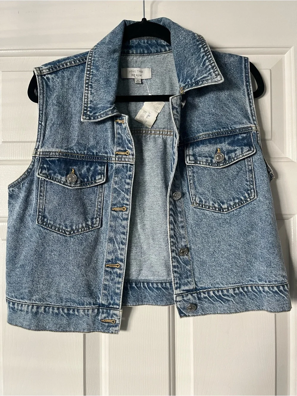 Love Tree Light Blue Denim Vest | Size Small - Picture 1 of 3